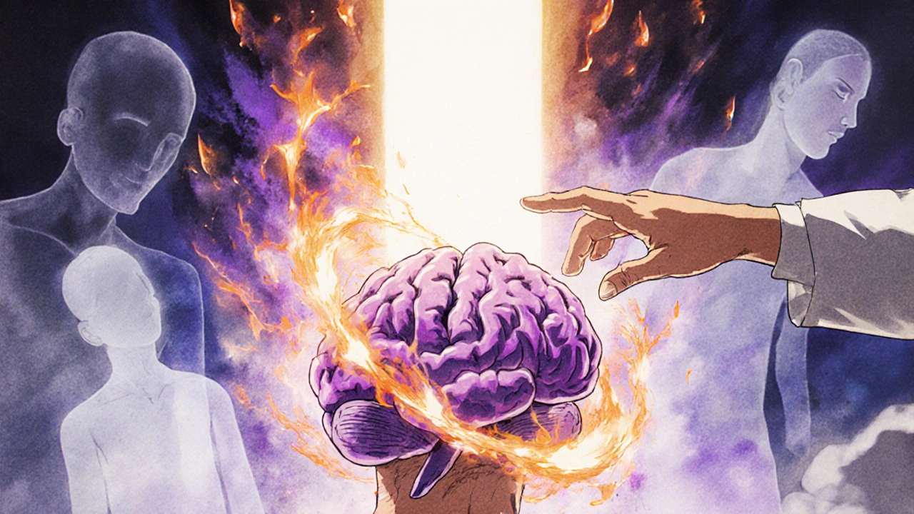 A patient recovering from PML as immune inflammation swirls around them, with doctors administering treatment.