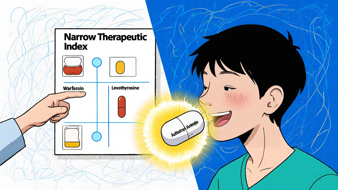 A patient swallowing a plain generic pill while a doctor points to a medical chart about drug stability.