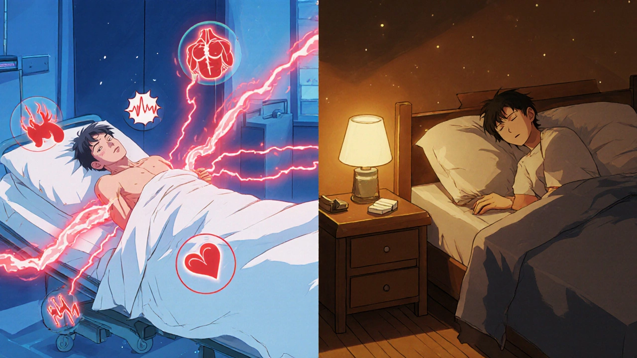 Patient collapsing from serotonin syndrome vs. safely sleeping with safe meds.